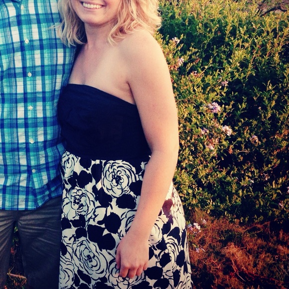 Deletta Strapless Blue & White Floral Dress - Picture 6 of 6