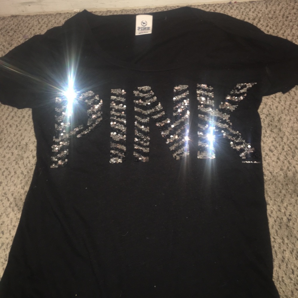 VS Pink Zebra Print Sequin Shirt