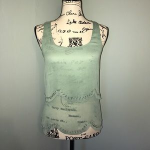 Mint Colored Tank Top with Silver Sequins Detail