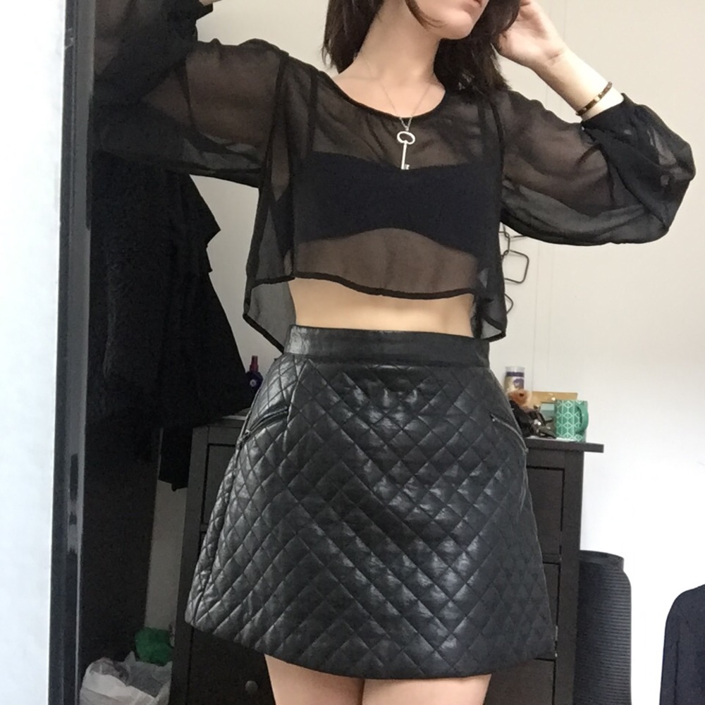 Topshop Quilted Faux Leather Skirt