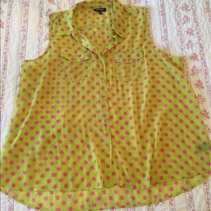 Lime/Hot Pink Sheer Sleeveless Top