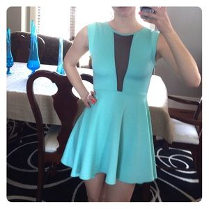 Mint blue/green skater dress with mesh back