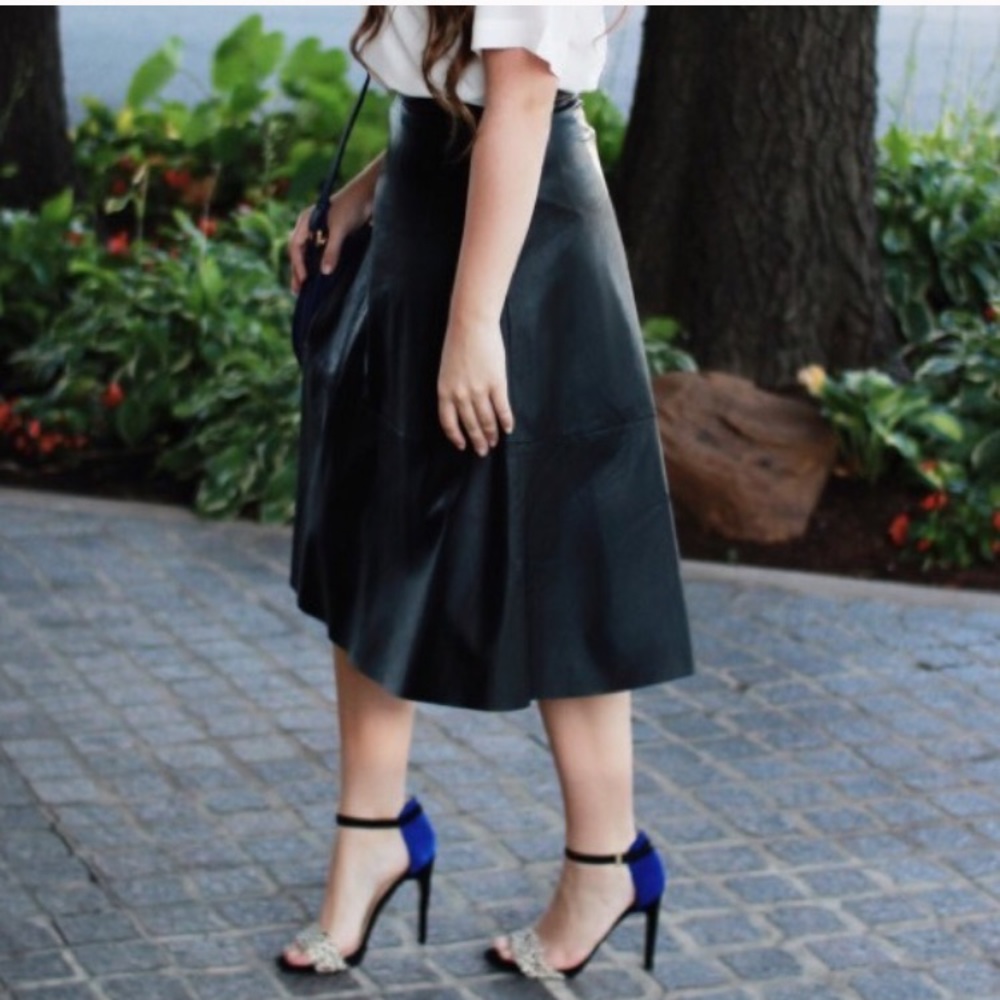 H&M Faux leather midi skirt