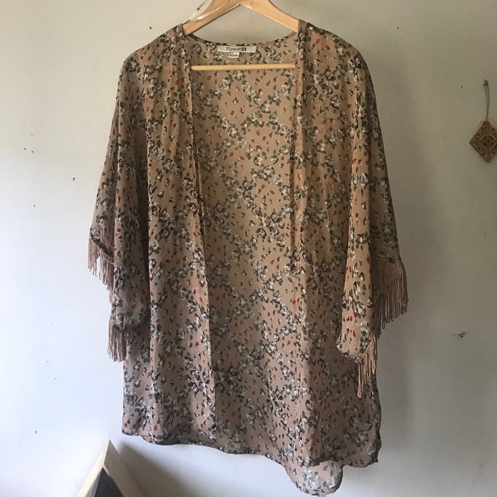 Sheer kimono style floral cover