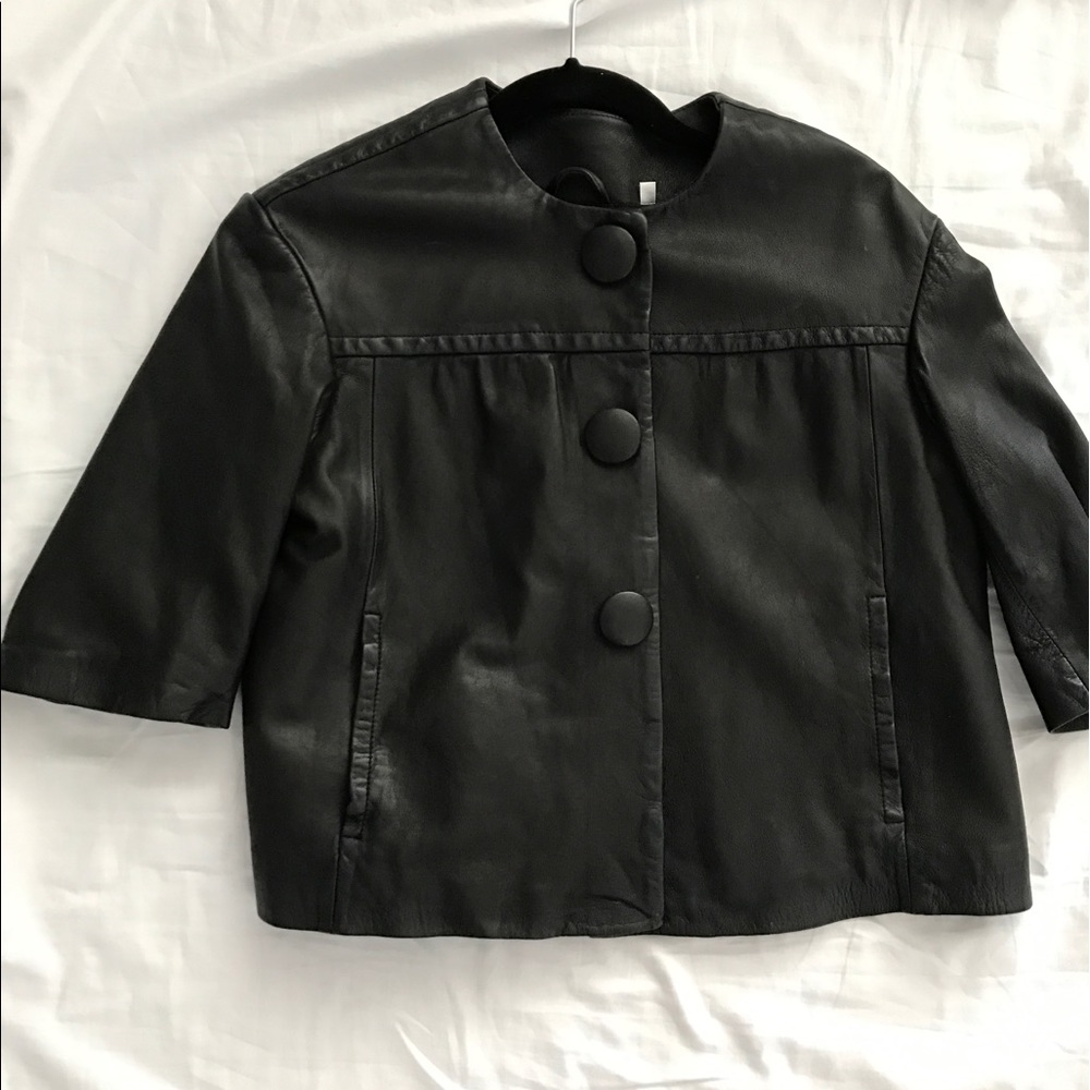 Vince soft black leather 3/4 sleeve jacket XS