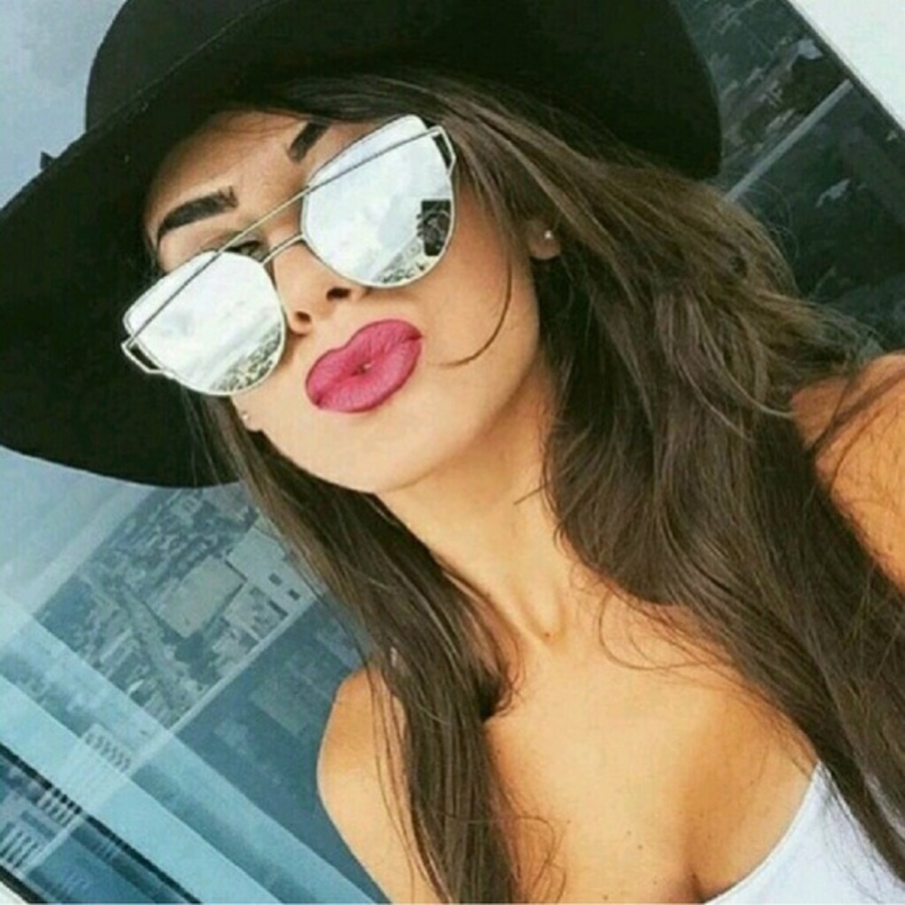 Cat eye flat aviator style sunglasses - Picture 3 of 8