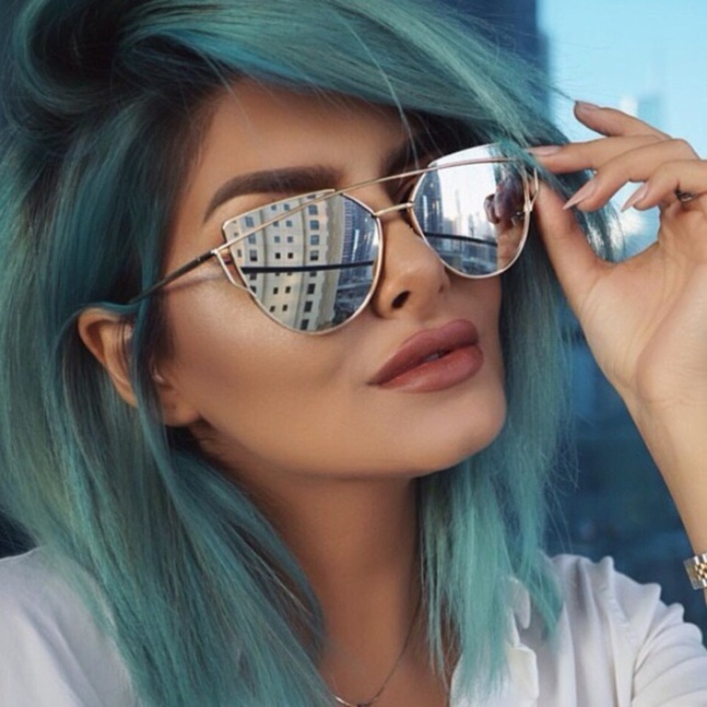 Cat eye flat aviator style sunglasses - Picture 2 of 8
