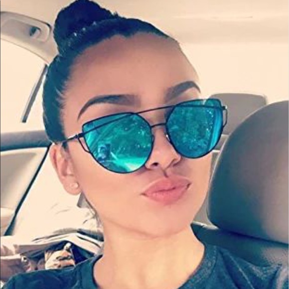 Cat eye flat aviator style sunglasses - Picture 6 of 8