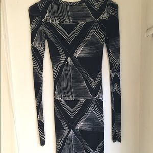 BCBG Runway Sheer black geometric dress