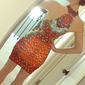 Multi color chocker dress