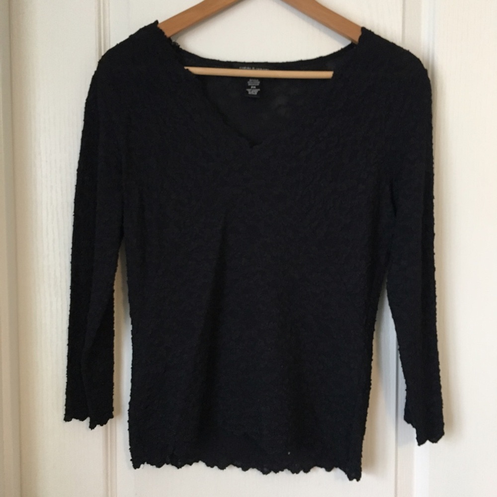 Fitted Black Lace V-Neck