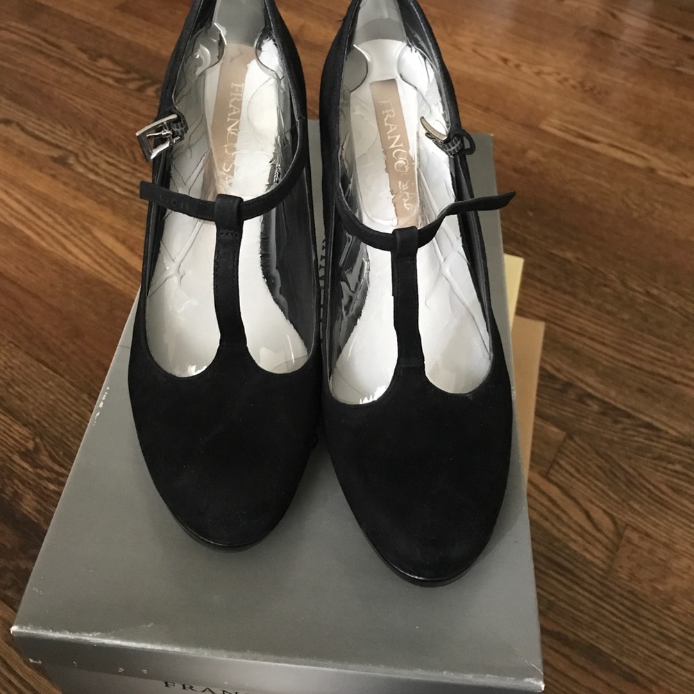 Black suede high heels