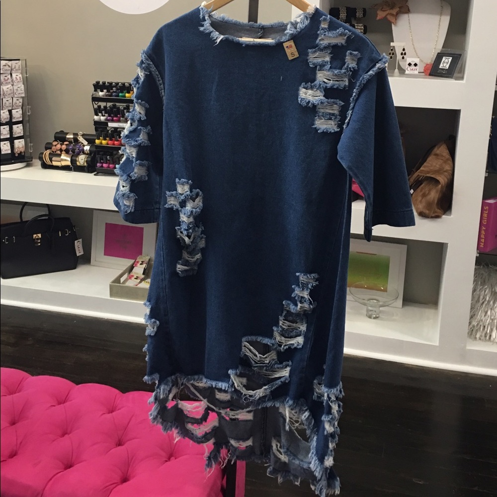Last One - Denim Distressed Dress