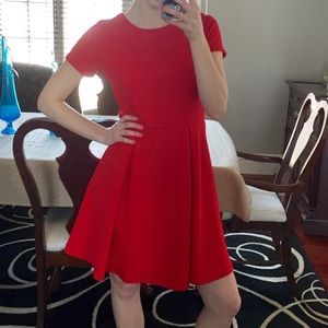 Red short sleeve designer dress