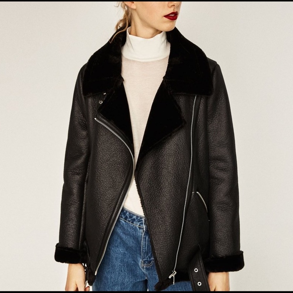 ZARA ("acne") shearling motorcycle jacket BEST