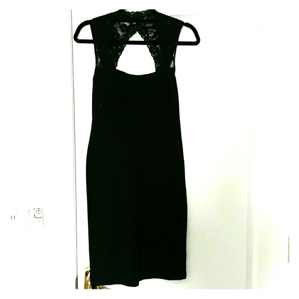 Black midi lace dress
