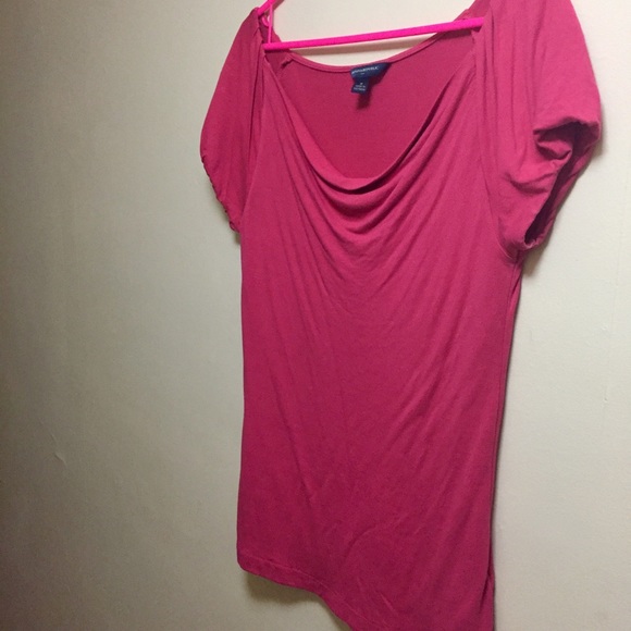 Pink Cowl Neck Short Sleeved Top from BR - Picture 3 of 4
