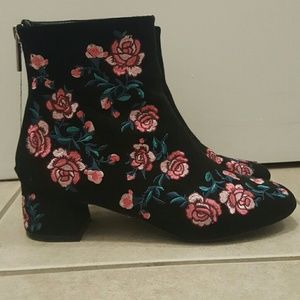 TOPSHOP Floral Ankle Boots