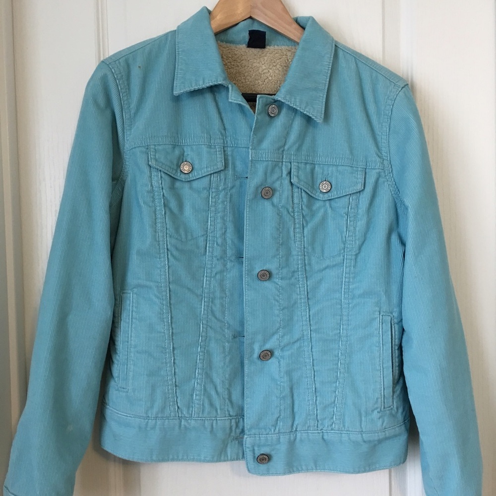 Aqua Blue Fur Lined Denim Jacket
