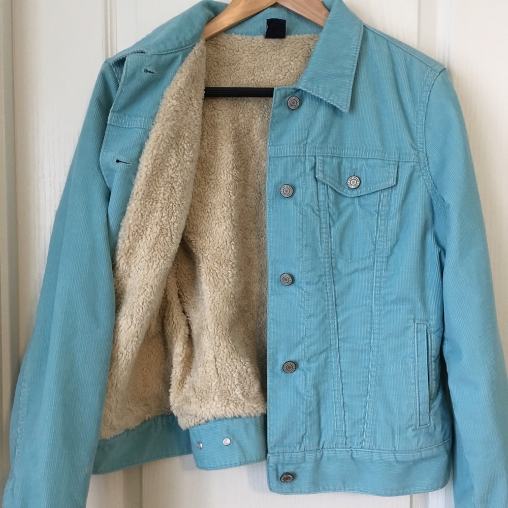 Aqua Blue Fur Lined Denim Jacket - Picture 2 of 2