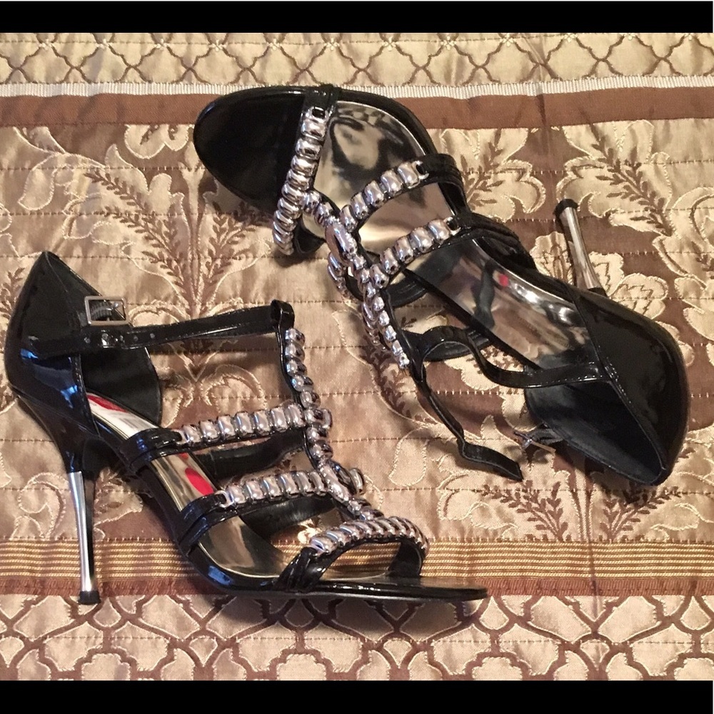 INC Black Patent Stud Sandal  9.5M