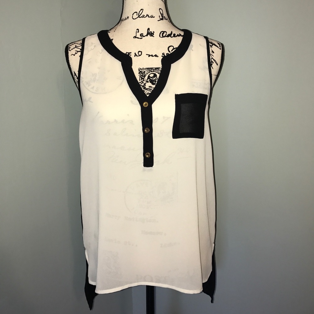 Hi-Lo Color Block Tank with Pocket Detail