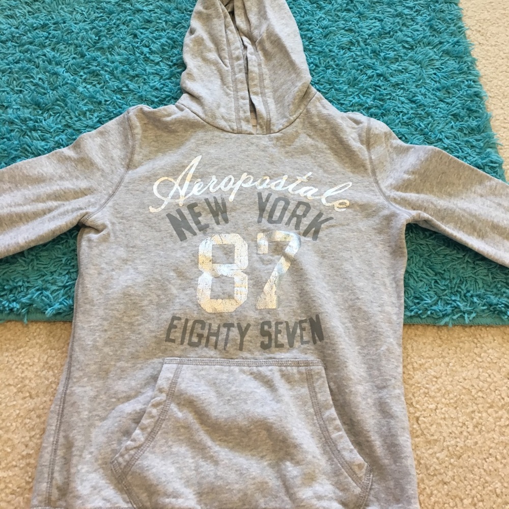 Aeropostale grey hooded sweatshirt.