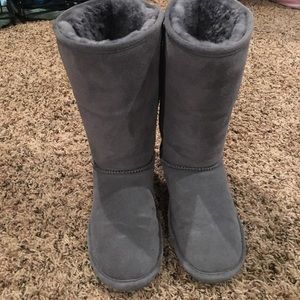 Gray Bearpaw knee height boots