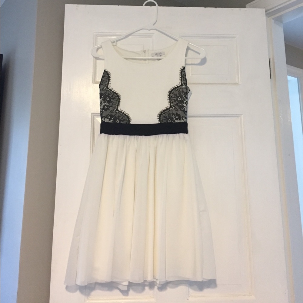 White dress with black lace