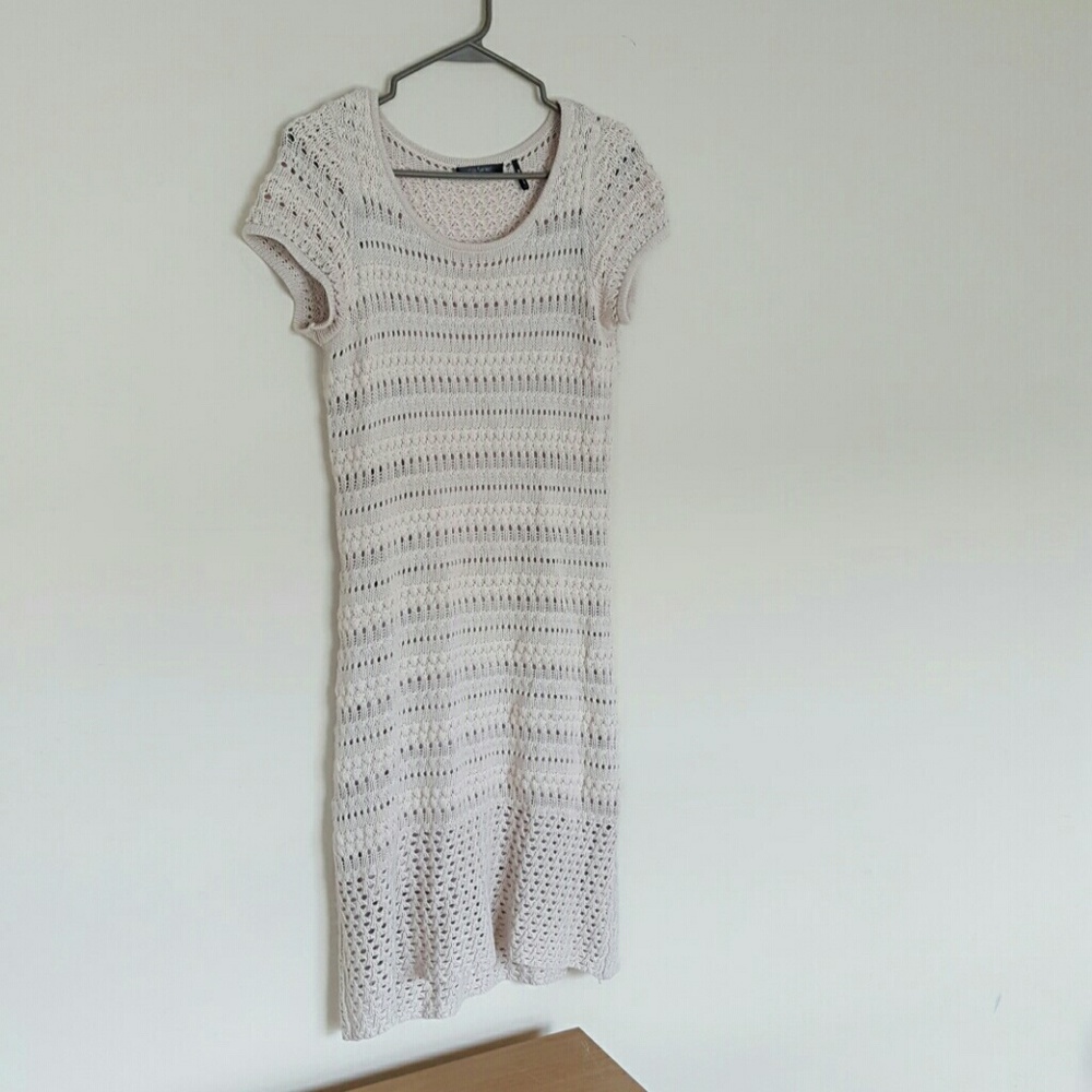 Cream knit sweater dress