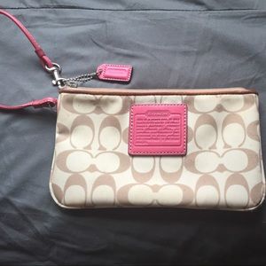 Tan coach wristlet