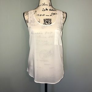 Sheer White Tank Top with Pocket Detail