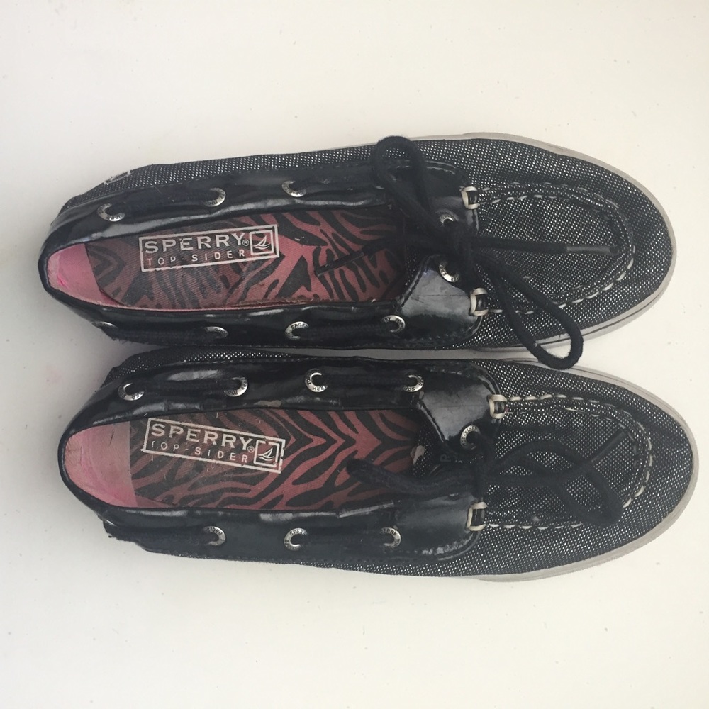 black glitter sperrys
