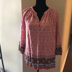 Cute cotton print peasant top