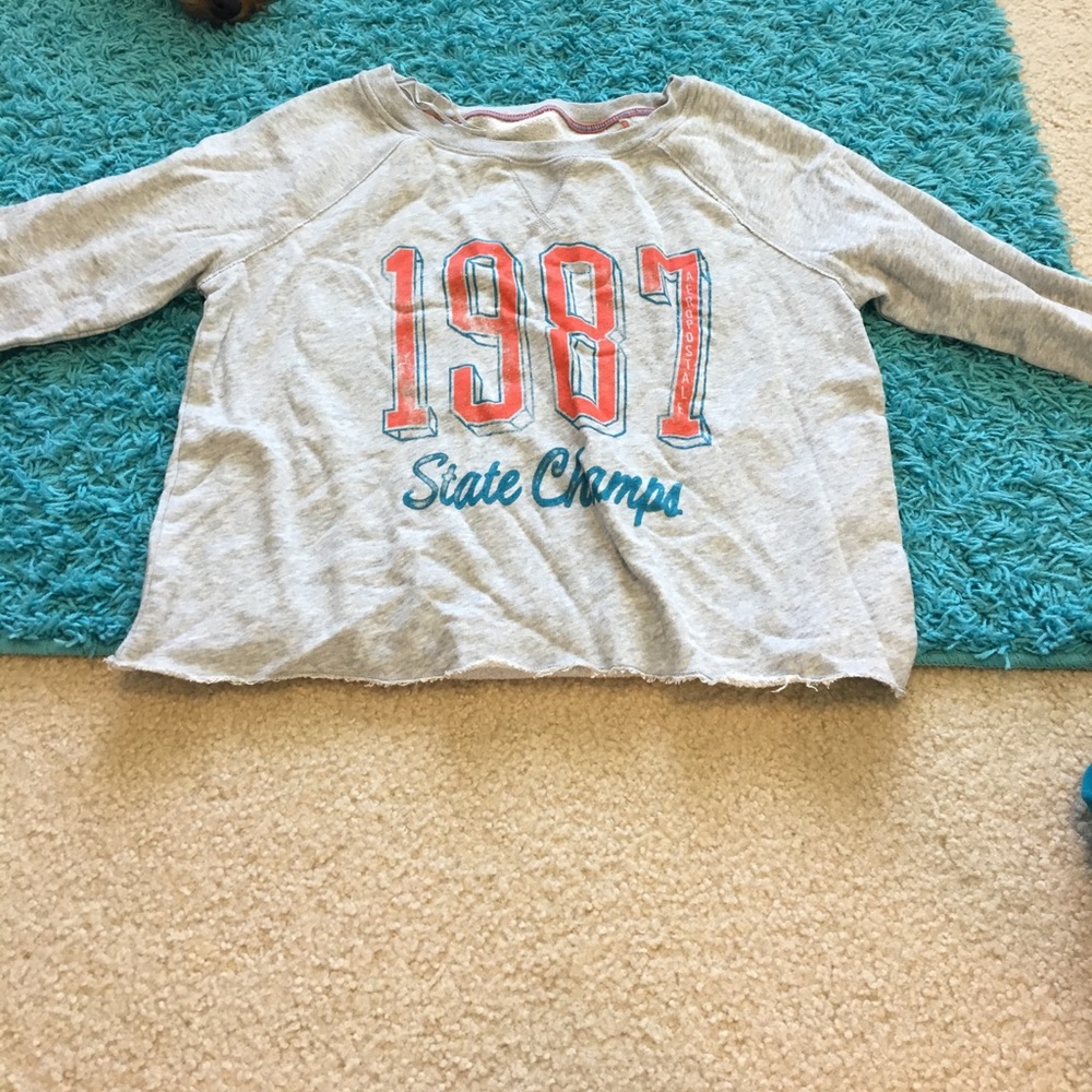 Aeropostale grey cropped crew neck hoodie.