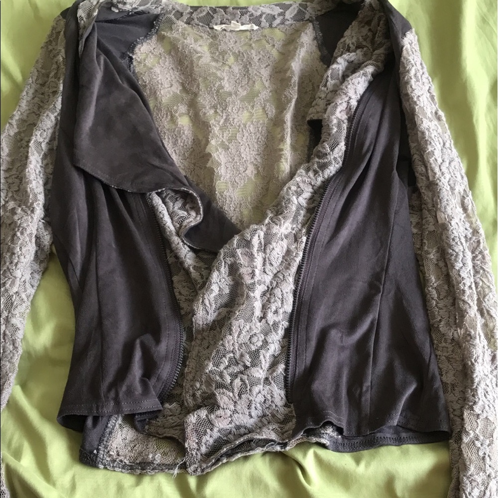 Lace and suede over coat