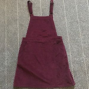 Burgundy Corduroy Overall Dress