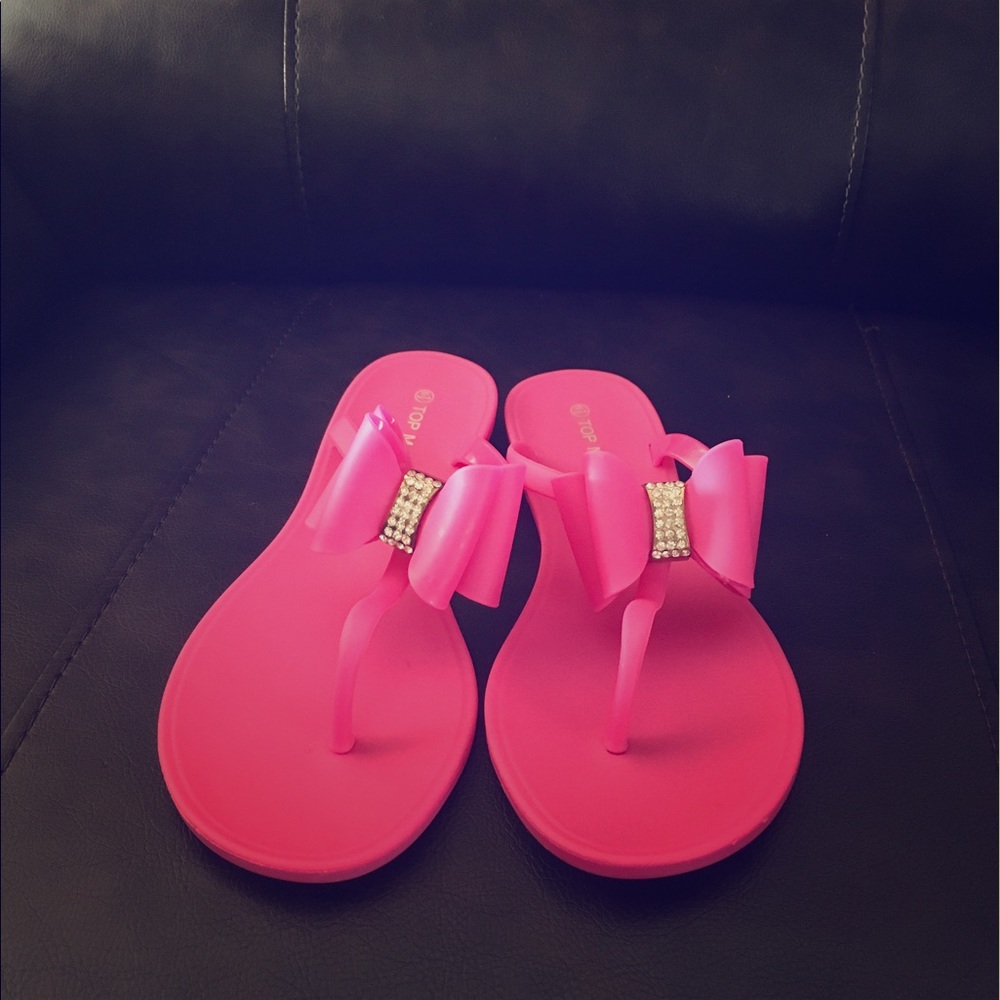 Womens Hot Pink Bow sandals