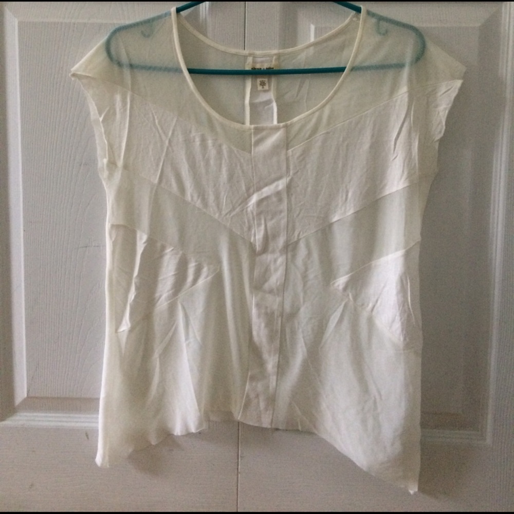 White cutout sheer top