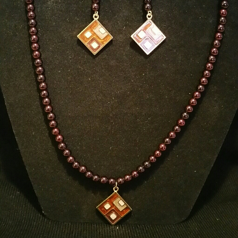 Handmade necklace and earrings