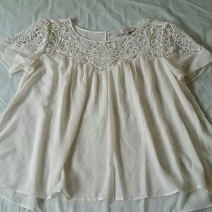 EUC LOFT lacy sheer blouse!