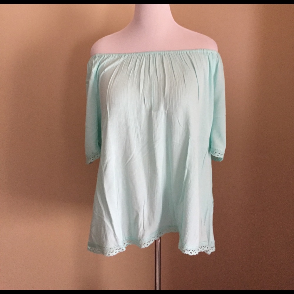 Lane Bryant off the shoulder gauze blouse