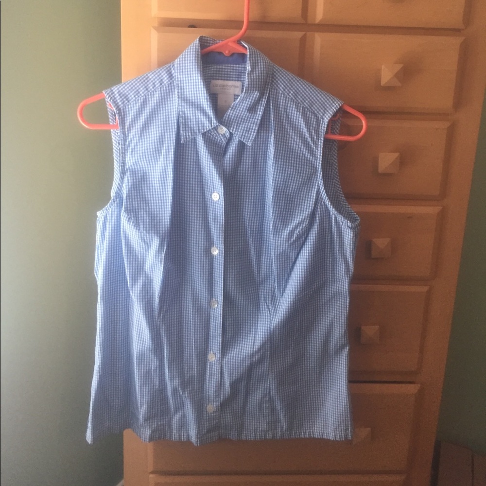 Sleeveless Liz Claiborne small gingham shirt