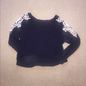 Thin Blue Long Sleeve Crop Top