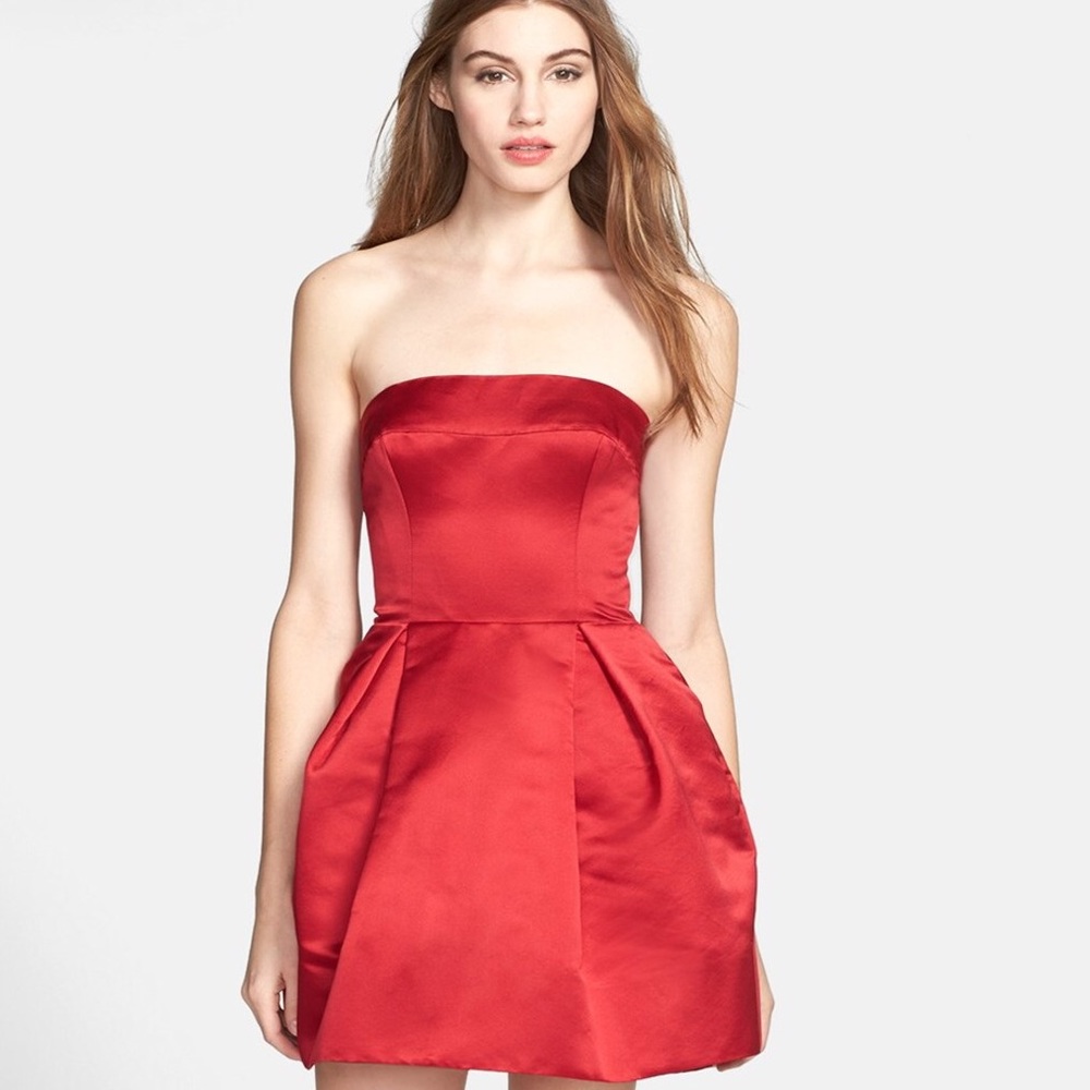 Jill Stuart Red Satin Dress W Back Bow