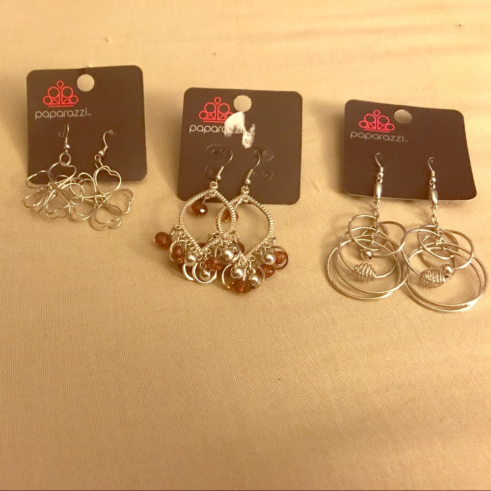 Paparazzi earrings, 3 pairs, all never worn, BNWT