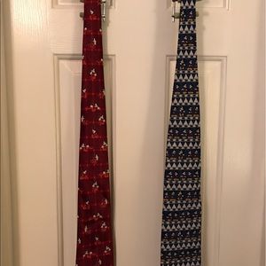 Bundle of 2 Disney Mickey Mouse Men's Neck Ties Neckties Red and Blue OSFM EUC