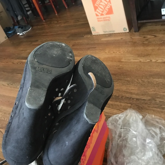 Black suede sandals wedge with strap - Picture 6 of 7