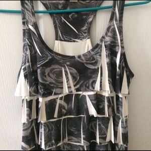 Grayscale layered flowy top