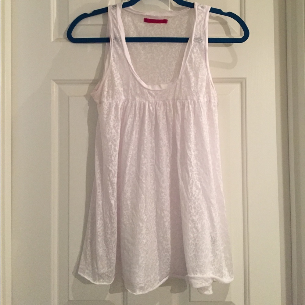 Velvet White Flowing Tank Small